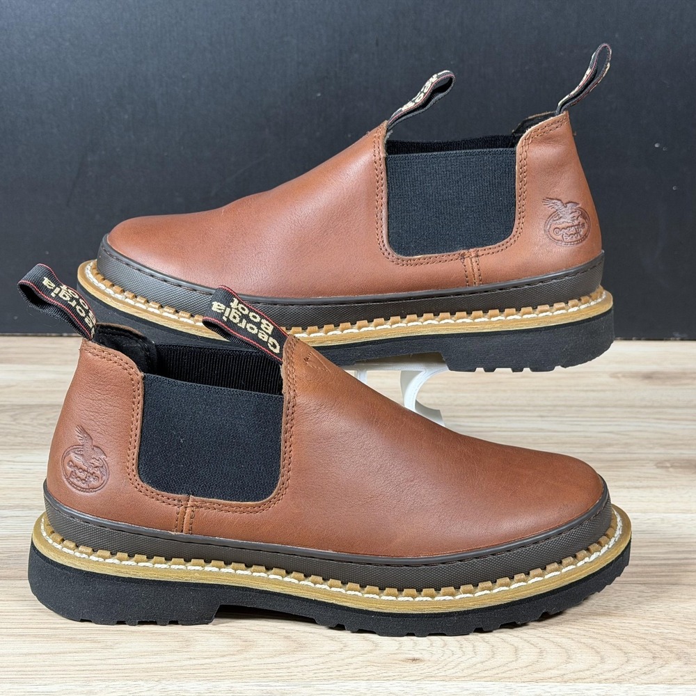 Georgia Romeo Boots Mens Size 9.5 M Brown Black Leather Chelsea Workwear Outdoor